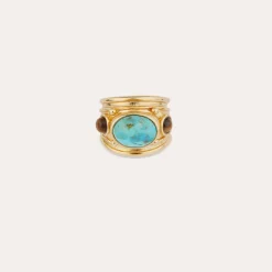 Bague Simone - Turquoise & Œil de Tigre