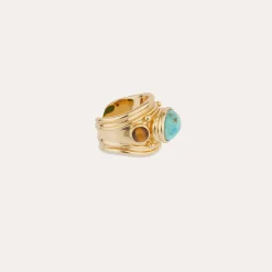 Bague Simone - Turquoise & Œil de Tigre