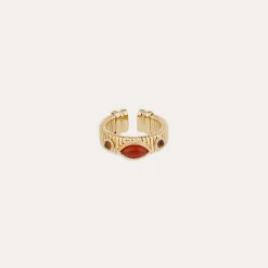 Bague Strada Jonc - Cornaline & Oeil de tigre
