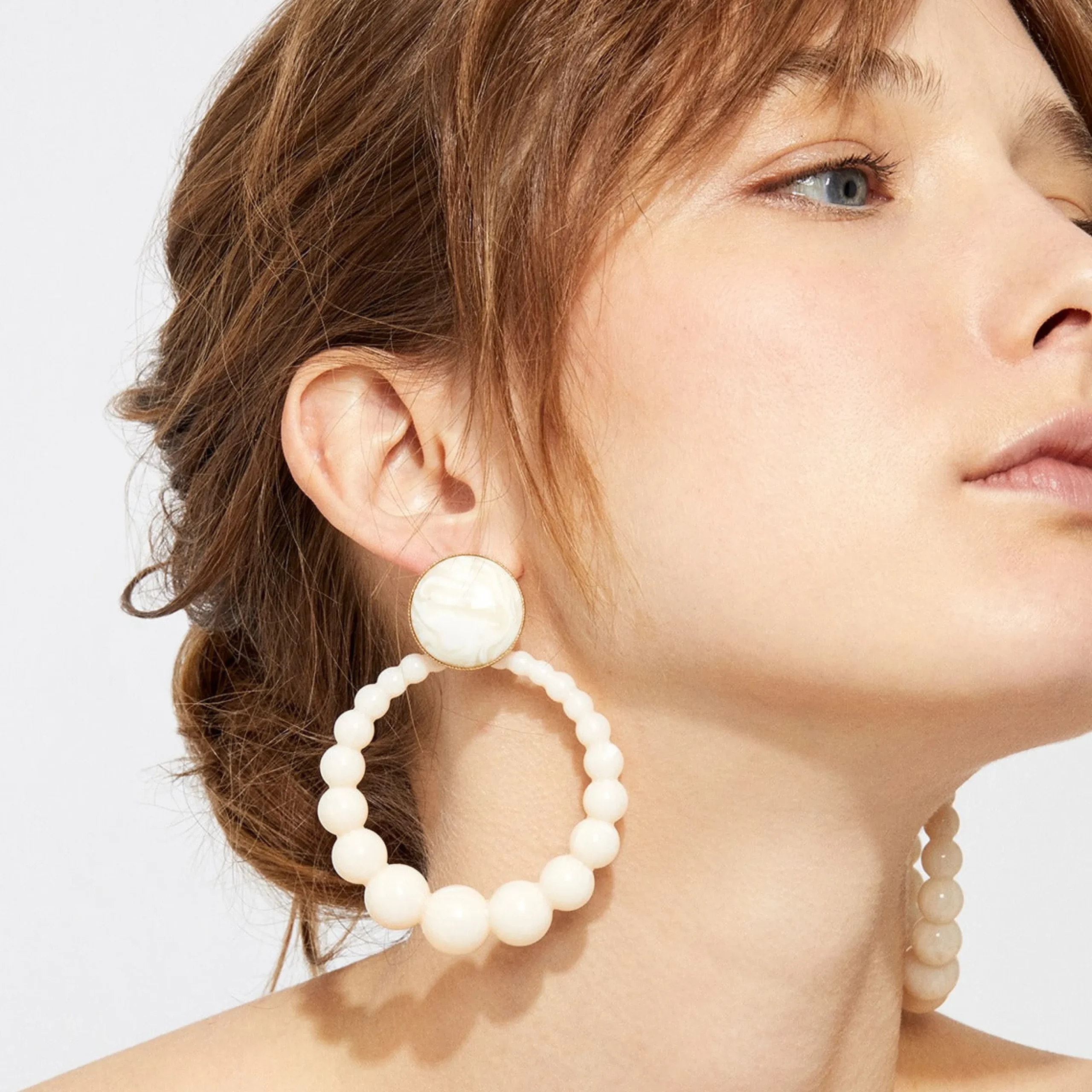 Boucles d'oreilles Andy grand modèle acétate - Blanc