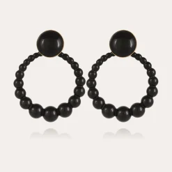 Boucles d'oreilles Andy grand modèle acétate - Noir