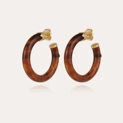 Boucles d'oreilles Caftan petit modèle acétate - Marron