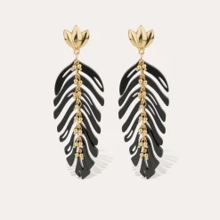Boucles d'oreilles Cavallo acétate - Noir