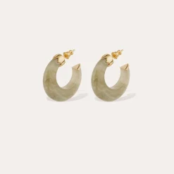 Boucles d'oreilles créoles Abalone mini acétate - Vert-de-gris