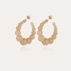 Boucles d'oreilles Créoles Andy petit modèle acétate - Beige