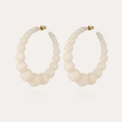 Boucles d'oreilles créoles Andy acétate grand modèle - Blanc