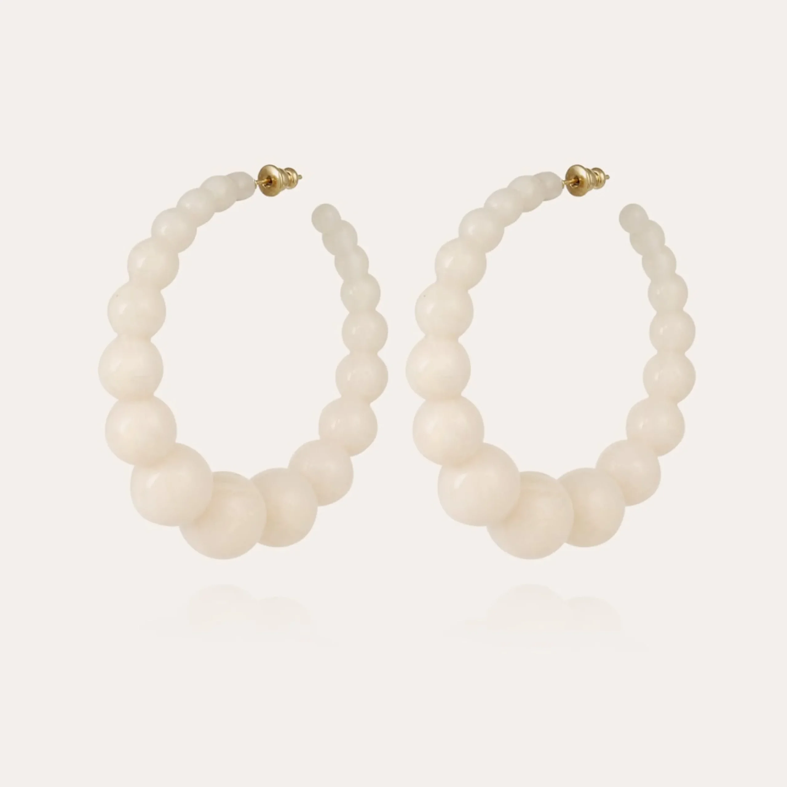 Boucles d'oreilles créoles Andy acétate grand modèle - Blanc