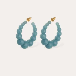 Boucles d'oreilles créoles Andy petit modèle acétate - Bleu