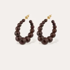 Boucles d'oreilles créoles Andy petit modèle acétate - Marron