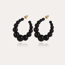 Boucles d'oreilles créoles Andy petit modèle acétate - Noir