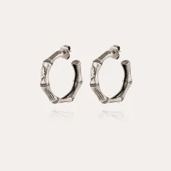 Boucles d'oreilles créoles Bambou strass petit modèle