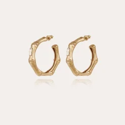 Boucles d'oreilles créoles Bambou strass petit modèle