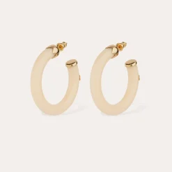 Boucles d'oreilles créoles Caftan petit modèle acétate - Ivoire