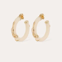 Boucles d'oreilles créoles Cobra petit modèle acétate - Ivoire