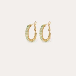 Boucles d'oreilles Créoles Lyre - Calcite bleue