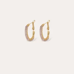 Boucles d'oreilles créoles Lyre - Améthyste