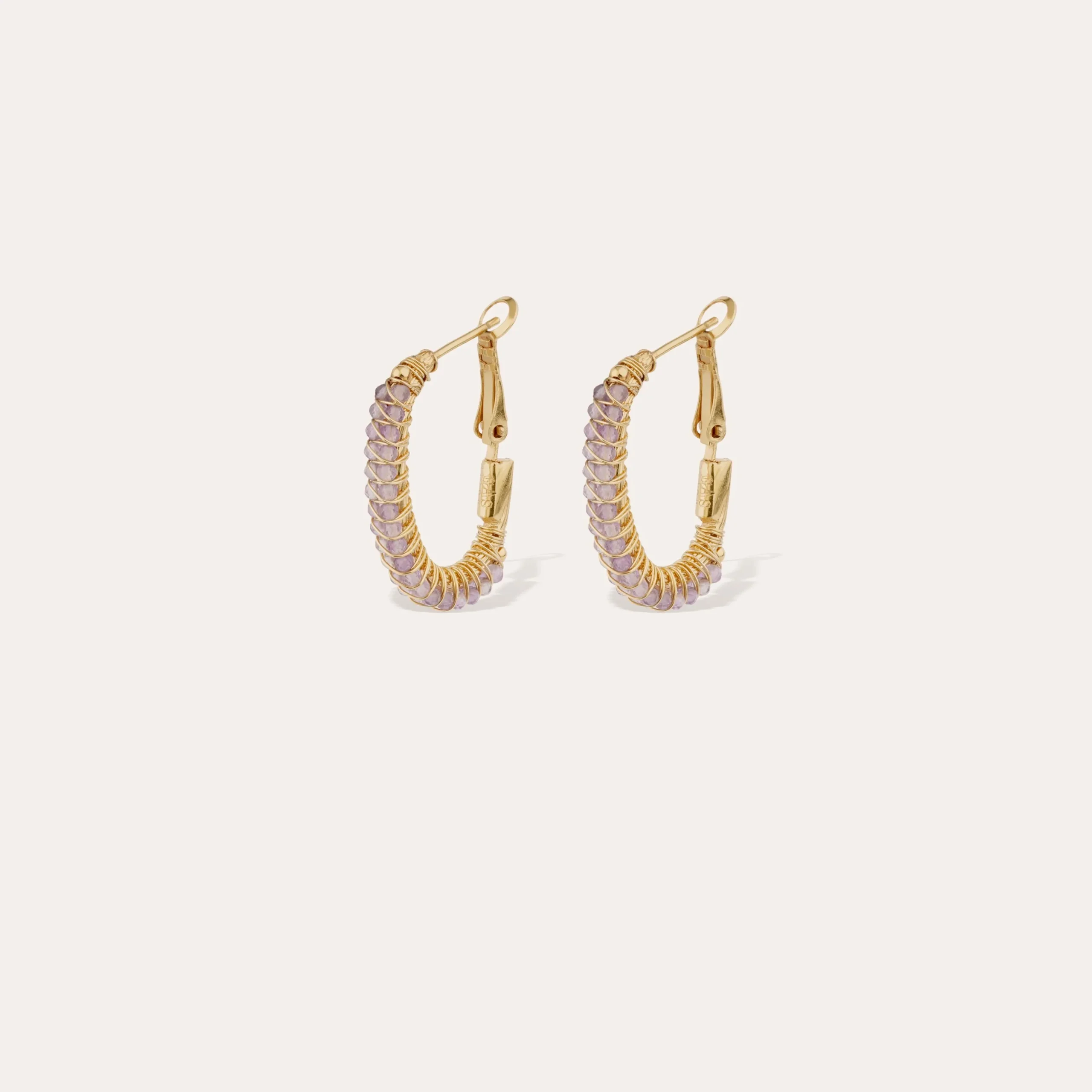 Boucles d'oreilles créoles Lyre - Améthyste