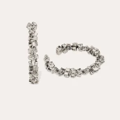 Boucles d'oreilles créoles Trevise finition rhodium