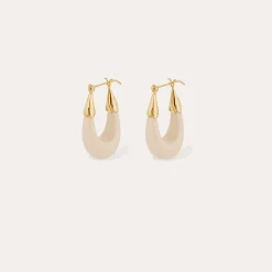 Boucles d'oreilles Écume petit modèle acétate - Ivoire