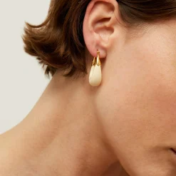 Boucles d'oreilles Écume petit modèle acétate - Ivoire