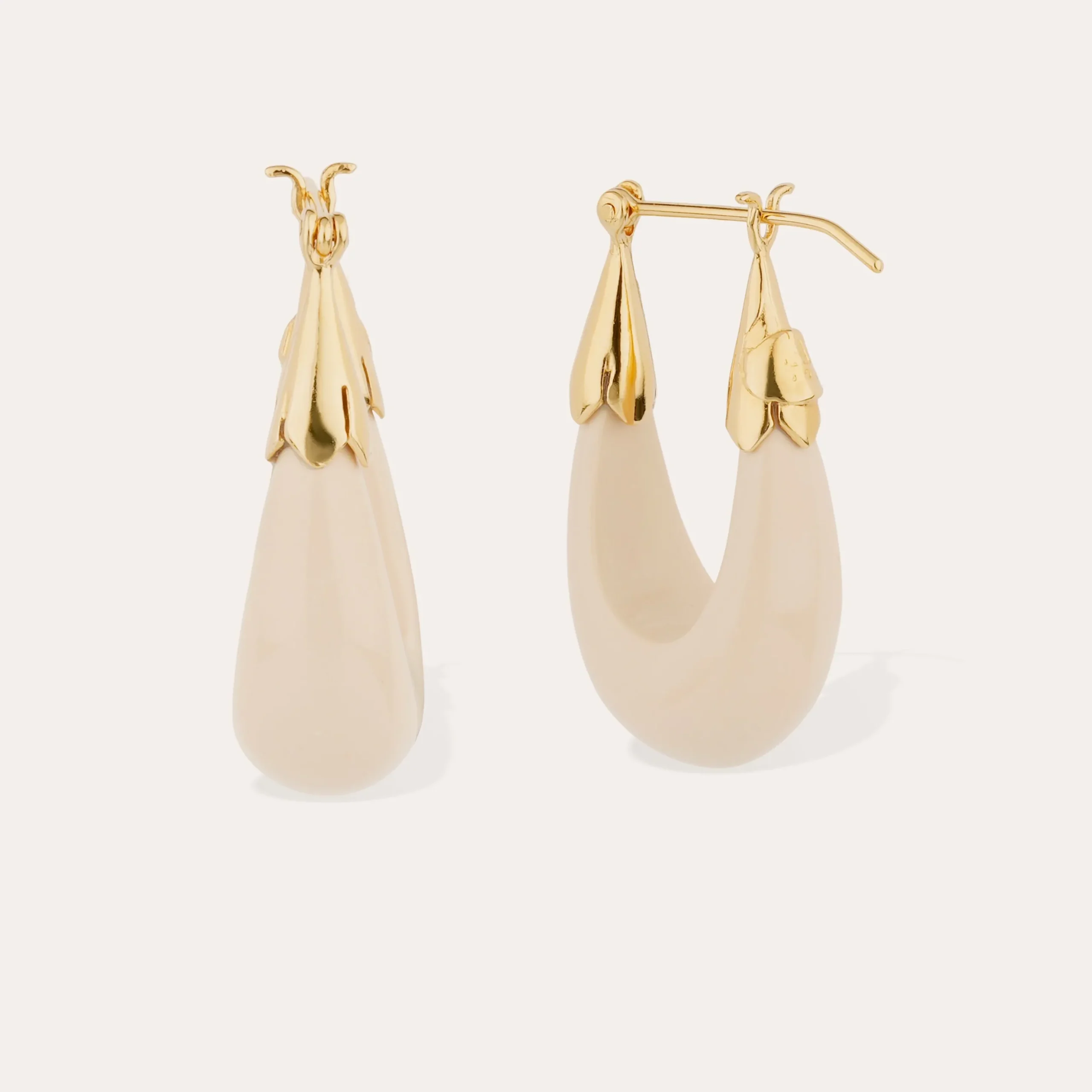 Boucles d'oreilles Écume petit modèle acétate - Ivoire