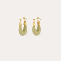 Boucles d'oreilles Ecume petit modèle acétate - Amande