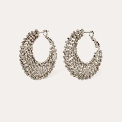 Boucles d'oreilles Izzia strass grand modèle finition rhodium