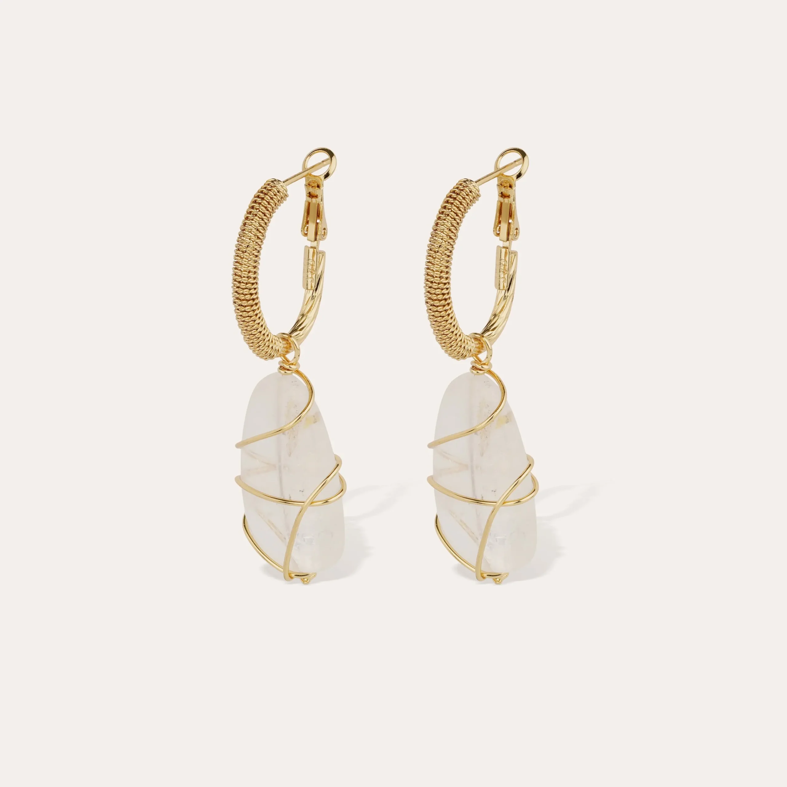 Boucles d'oreilles Lyre Rainbow - Cristal de roche