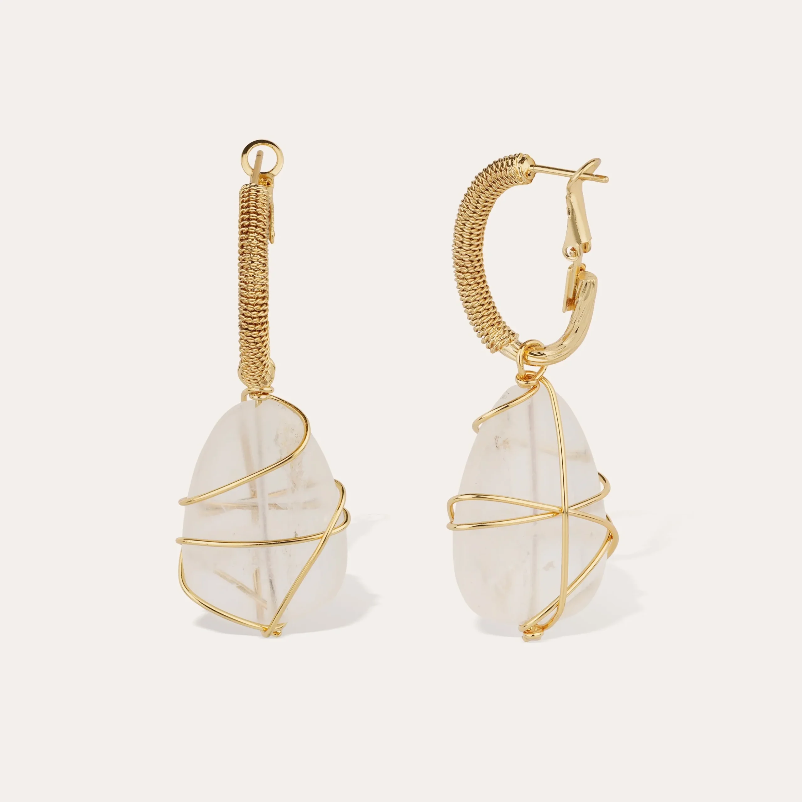 Boucles d'oreilles Lyre Rainbow - Cristal de roche