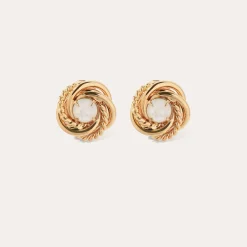 Boucles d'oreilles puce Atika - Nacre blanche