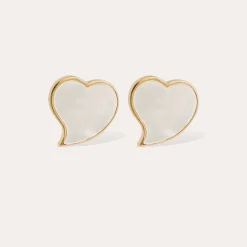 Boucles d'oreilles puces grand modèle Mirage - Nacre blanche