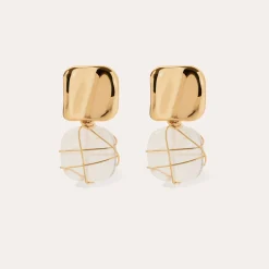 Boucles d'oreilles Rainbow Square - Cristal de roche