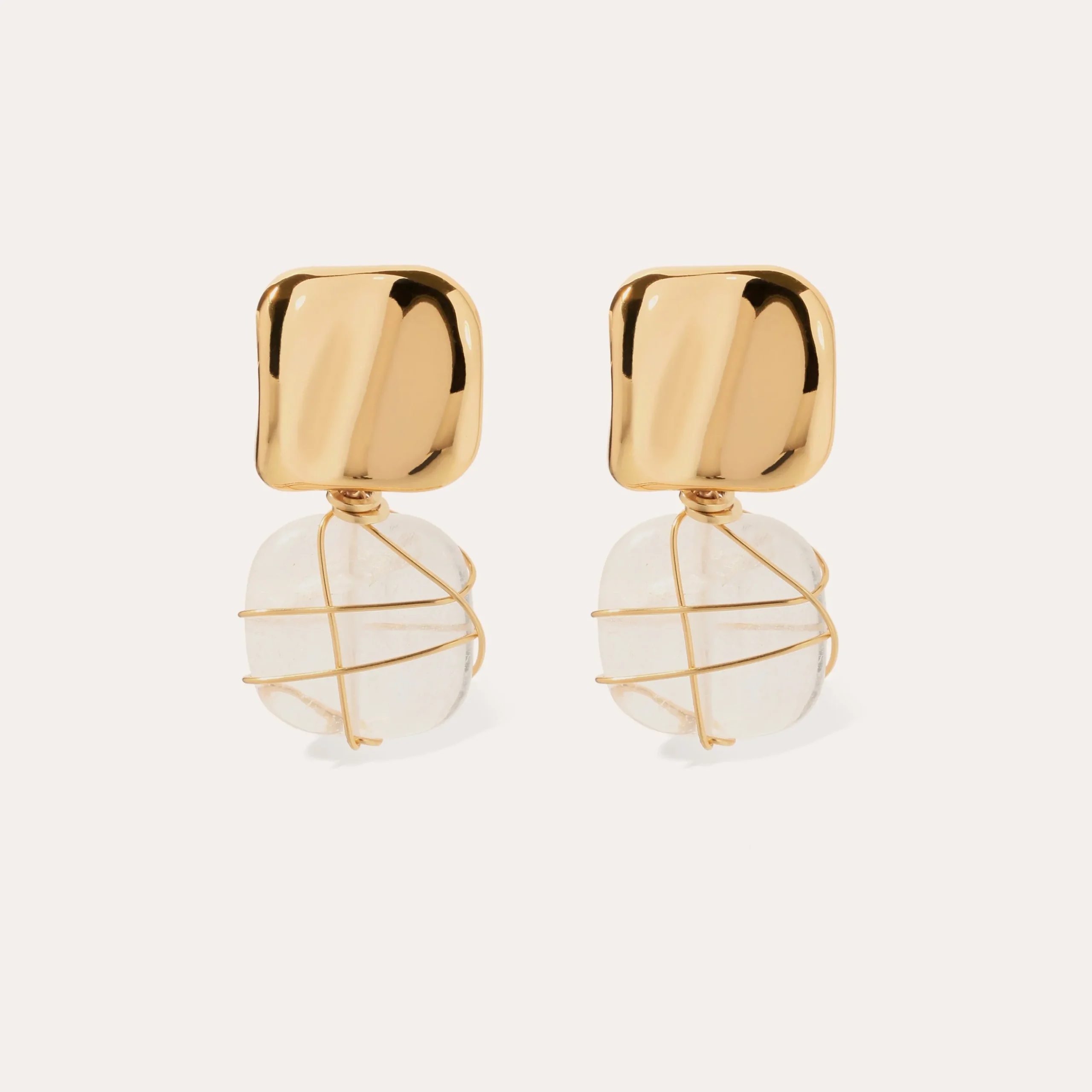 Boucles d'oreilles Rainbow Square - Cristal de roche