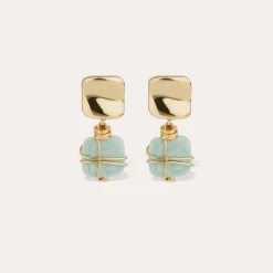 Boucles d'oreilles Rainbow Square petit modèle - Amazonite