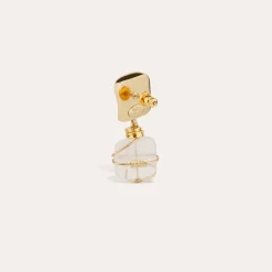 Boucles d'oreilles Rainbow Square petit modèle - Cristal de roche