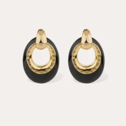 Boucles d'oreilles Selva grand modèle acetate - Noir