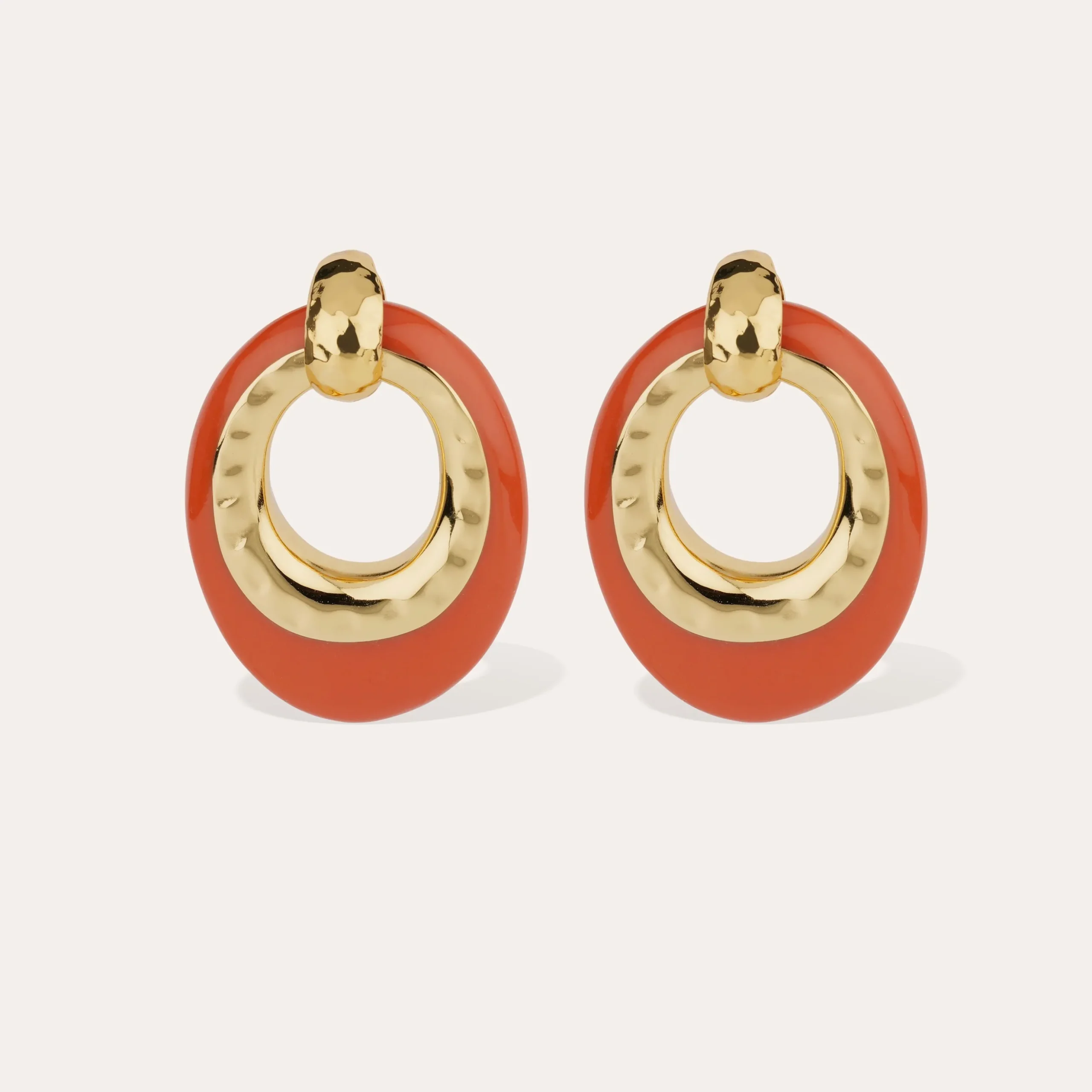 Boucles d'oreilles Selva grand modèle acétate - Corail