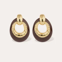 Boucles d'oreilles Selva grand modèle acétate - Marron