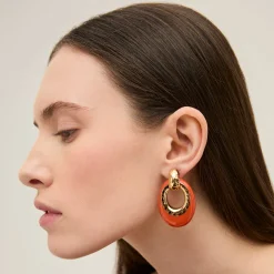 Boucles d'oreilles Selva petit modèle acetate - Corail