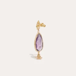 Boucles d'oreilles Serti Goutte petit modèle - Améthyste
