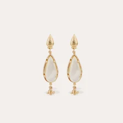 Boucles d'oreilles Serti Goutte petit modèle - Nacre blanche