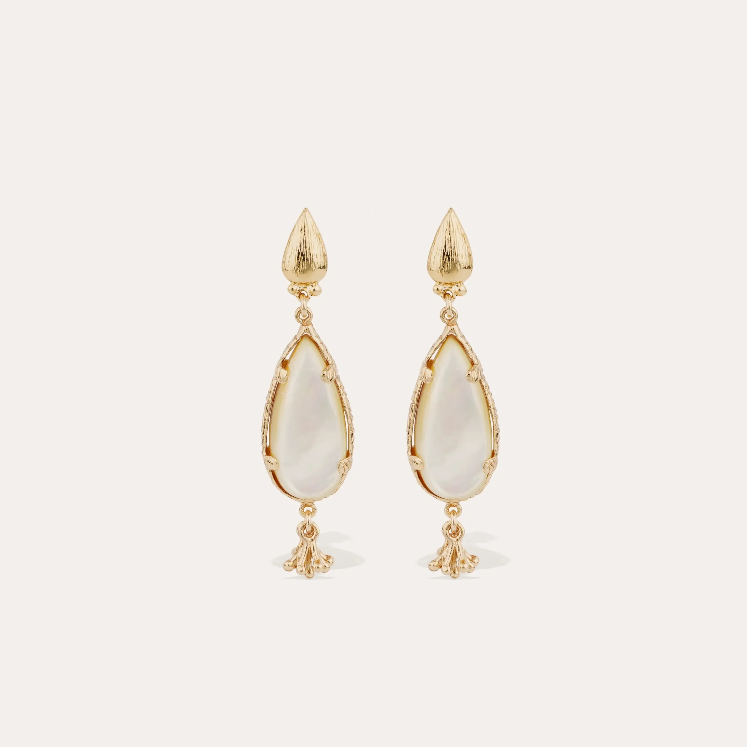 Boucles d'oreilles Serti Goutte petit modèle - Nacre blanche