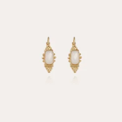 Boucles d'oreilles Serti Talisman - Nacre blanche