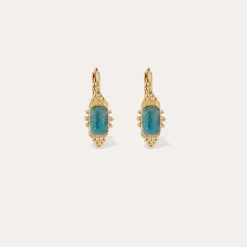 Boucles d'oreilles Serti Talisman petit modèle - Apatite bleue