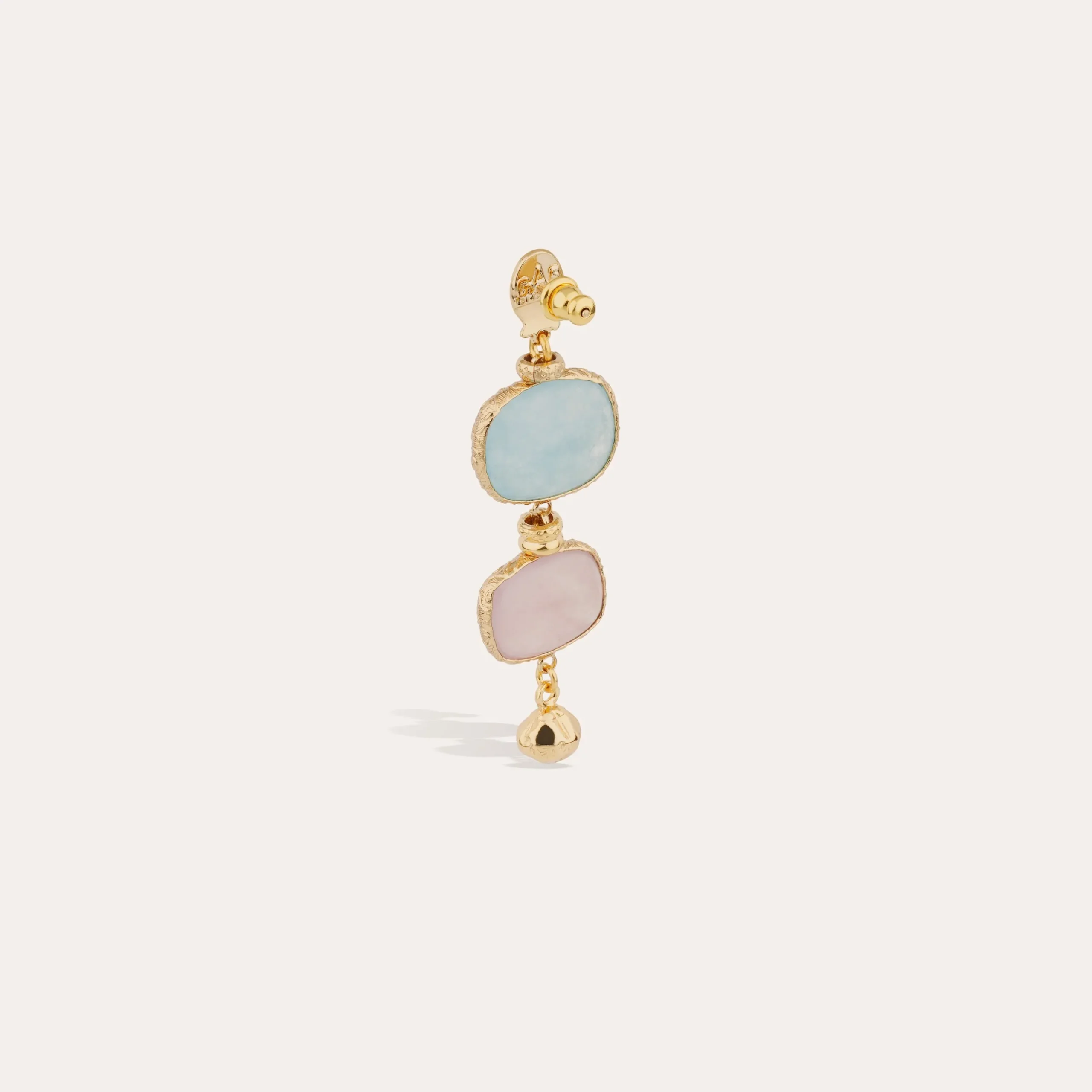 Boucles d'oreilles Silene petit modèle - Amazonite & Quartz rose