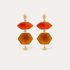 Boucles d'oreilles Silenza - Calcite rouge & jaune