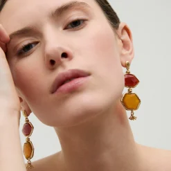 Boucles d'oreilles Silenza - Calcite rouge & jaune