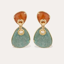 Boucles d'oreilles Silia grand modèle - Cornaline & Amazonite