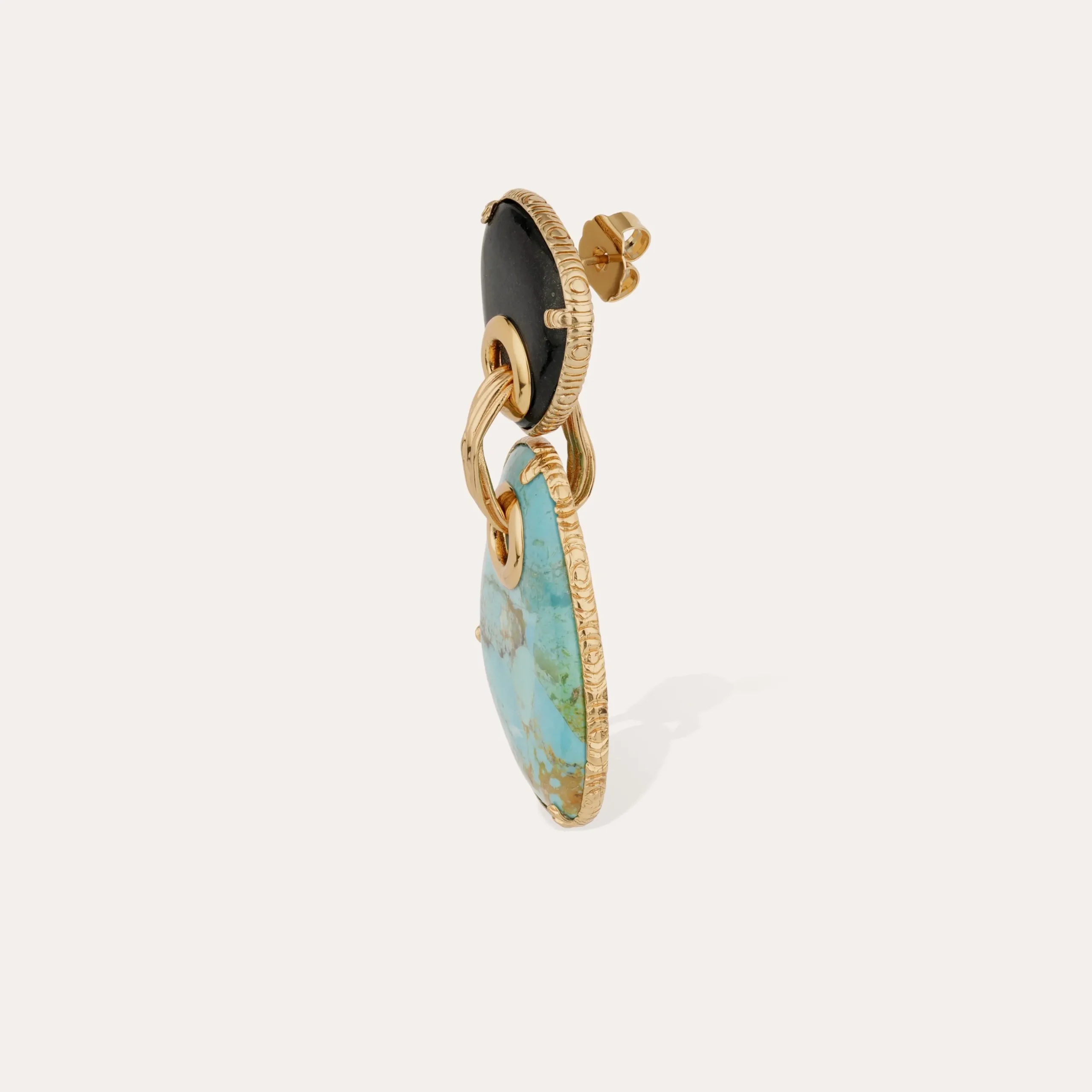 Boucles d'oreilles Silia grand modèle - Turquoise & Onyx noir