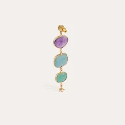 Boucles d'oreilles Silène - Améthyste, Amazonite & Quartz Bleu